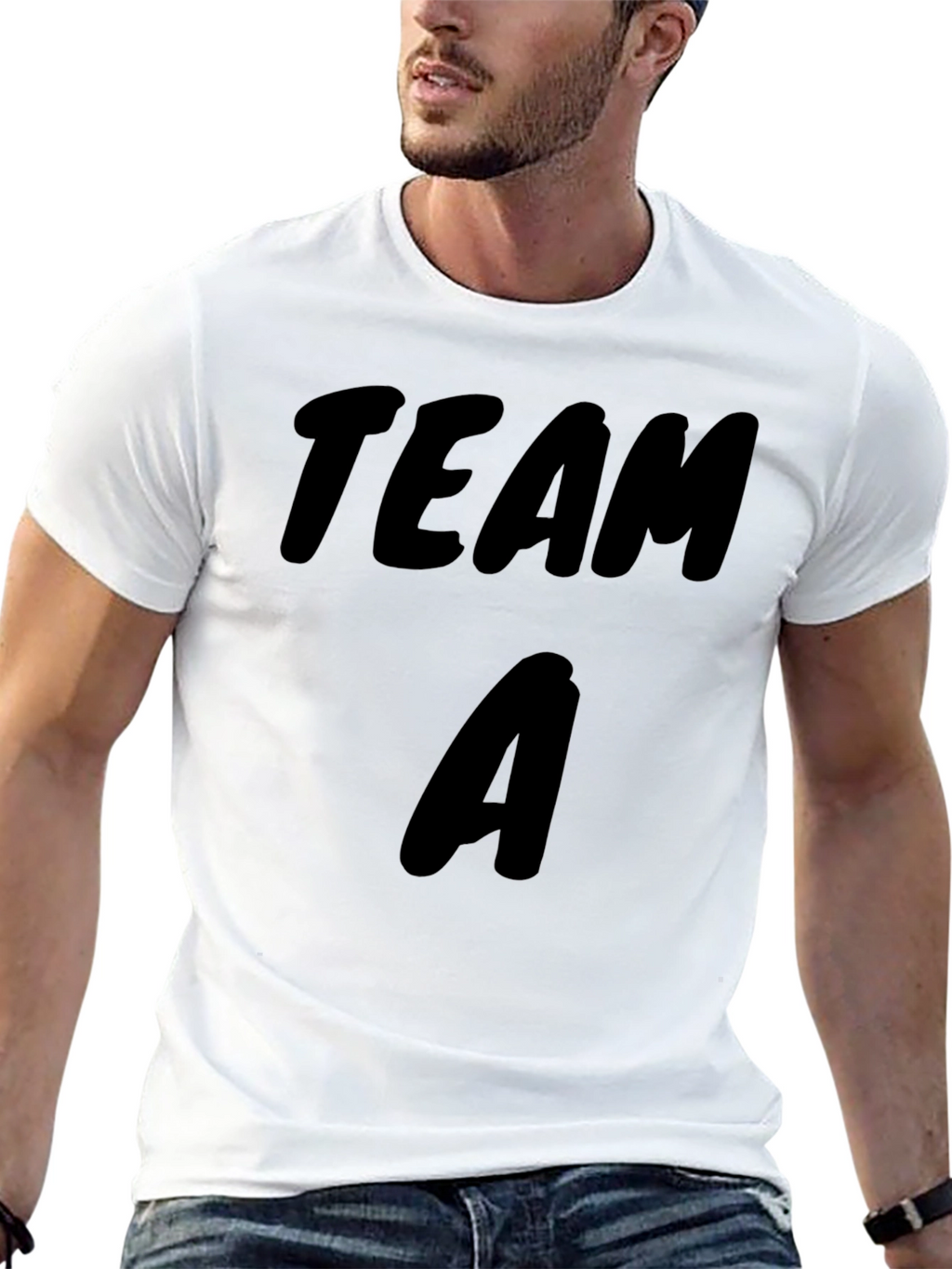 Team A Black Cotton T-Shirt