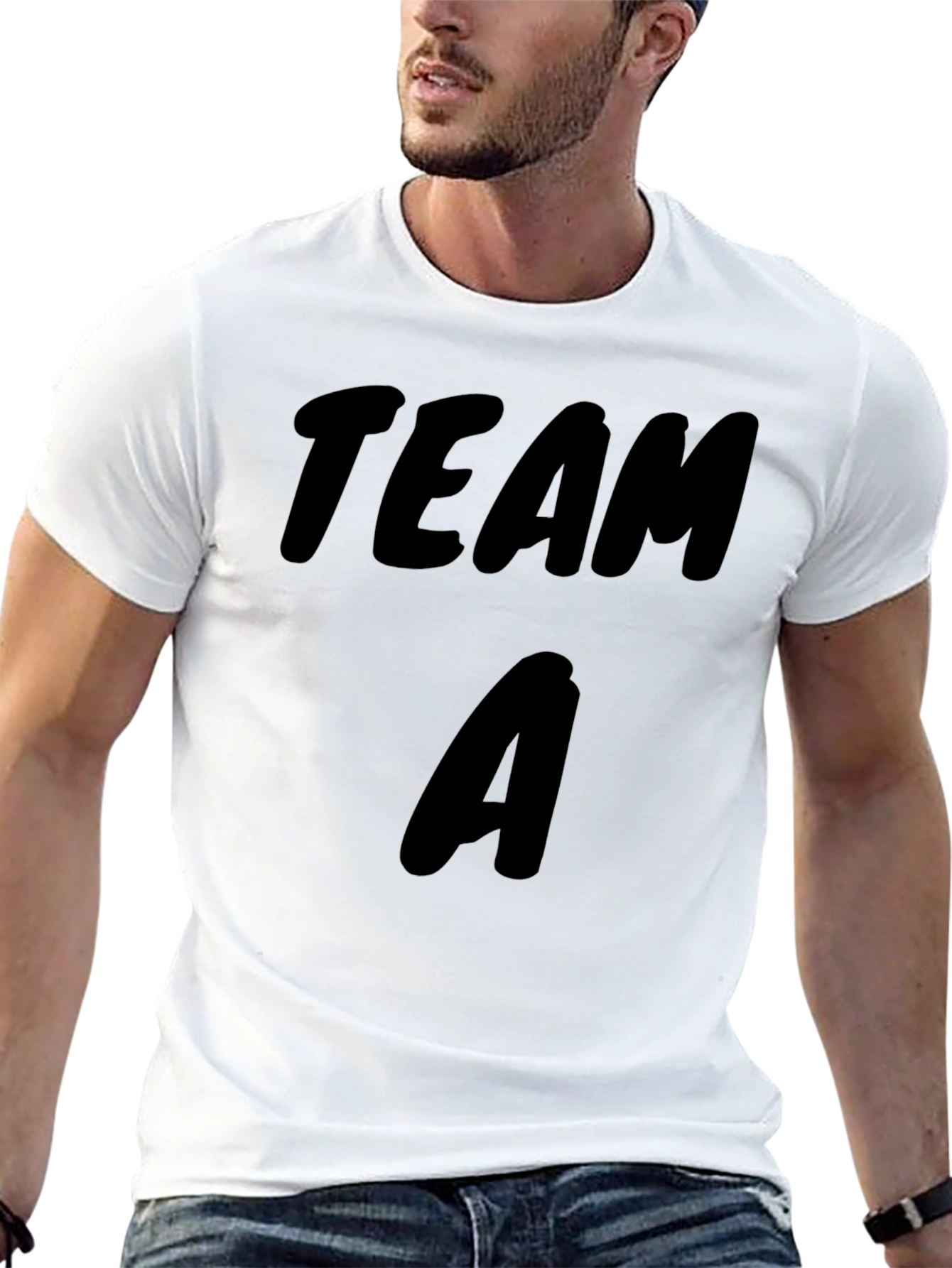Team A Black Cotton T-Shirt