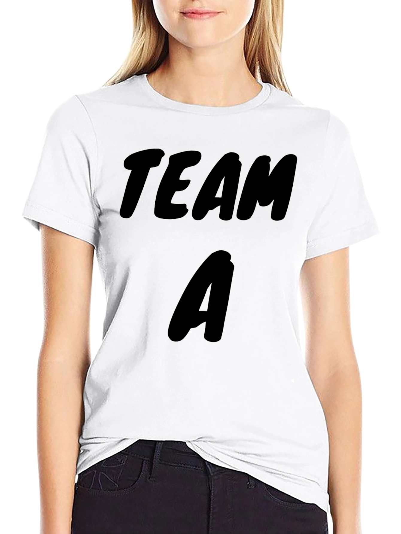 Team A Black Cotton T-Shirt