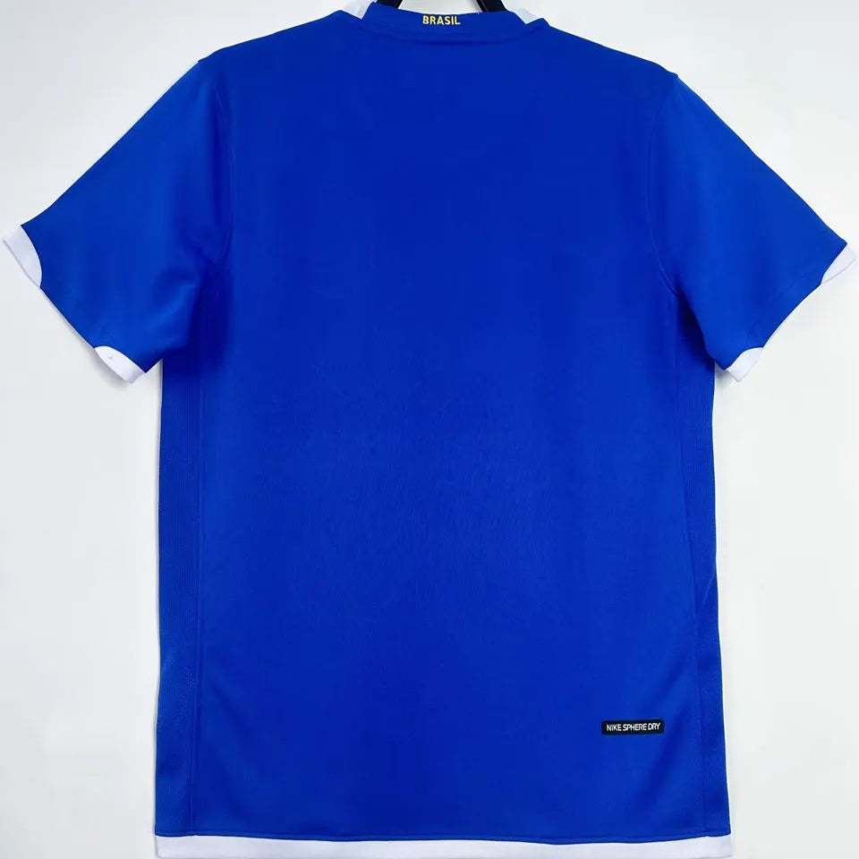2006 Brazil Away Blue Retro Soccer Jersey Back