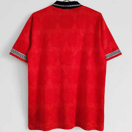 1990 England Away Red Retro Soccer Jersey Back