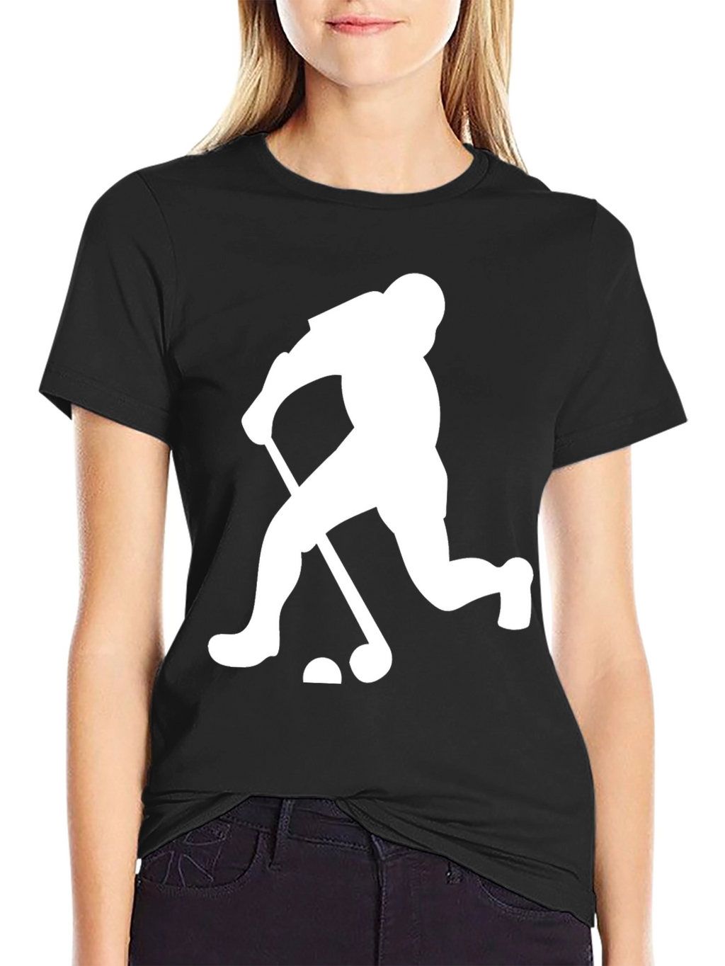 Golfing Silhouette Graphic Tee - Black Cotton Blend