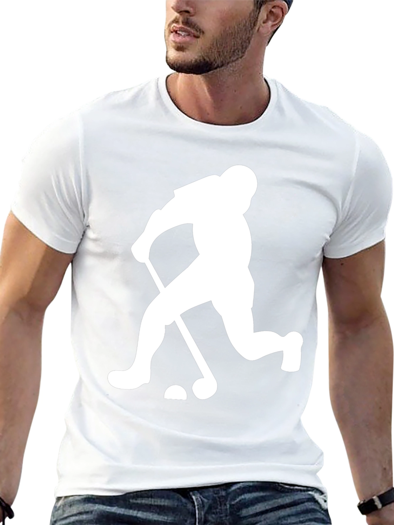 Golfing Silhouette Graphic Tee - Black Cotton Blend