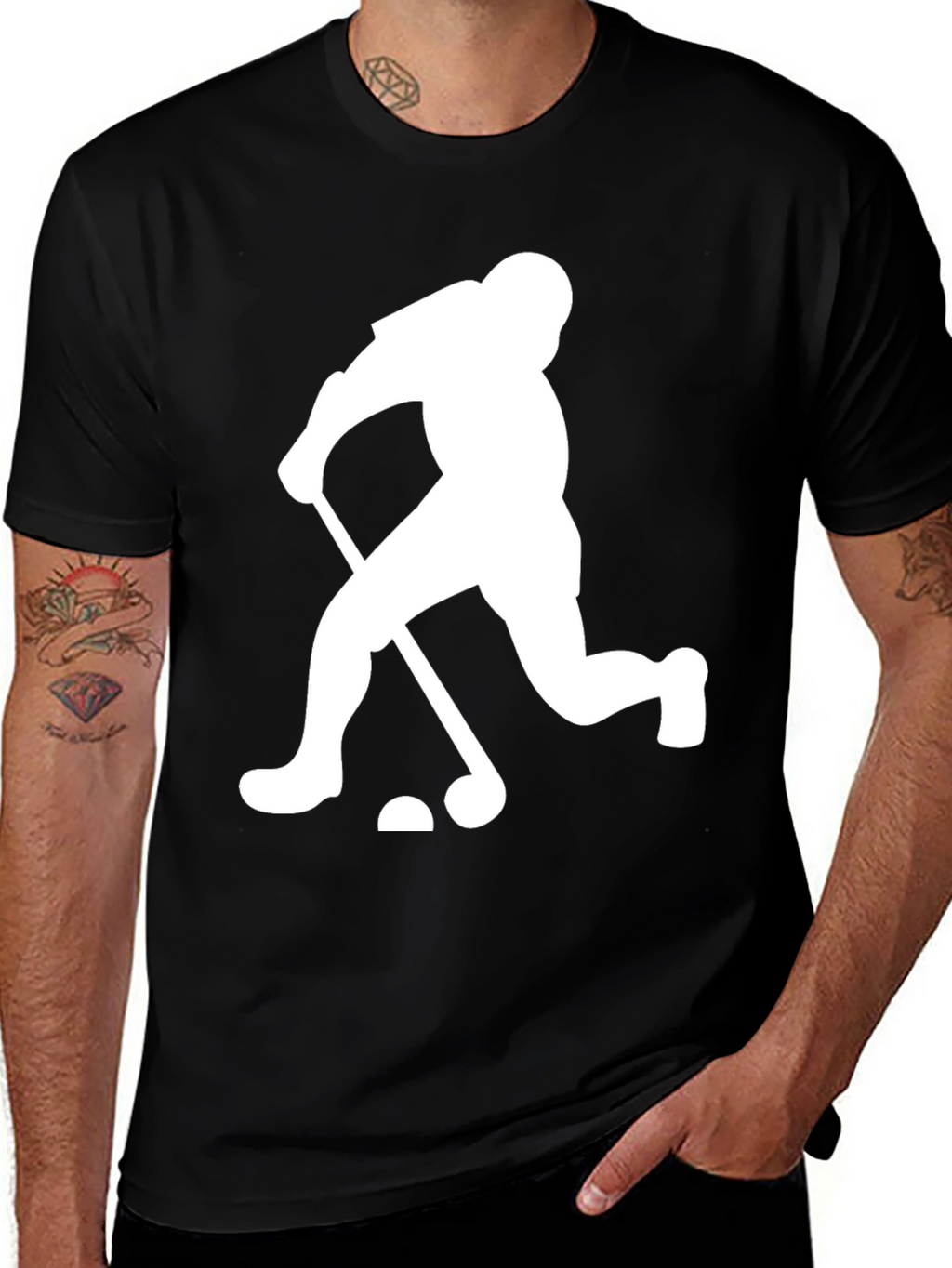 Golfing Silhouette Graphic Tee - Black Cotton Blend