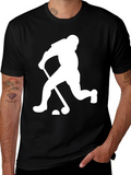 Golfing Silhouette Graphic Tee - Black Cotton Blend