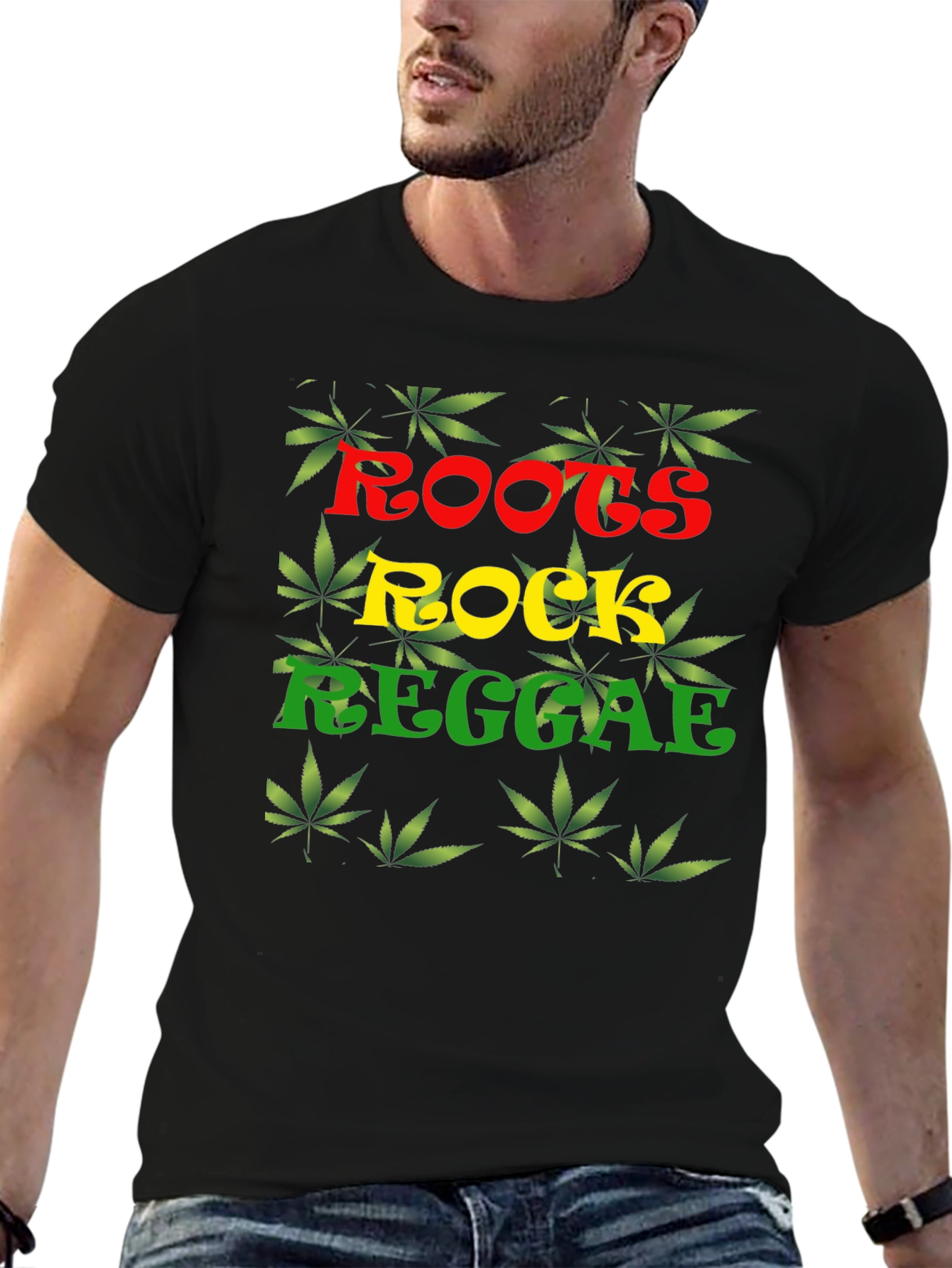 Roots Rock Reggae T-Shirt - Cannabis Leaf Design