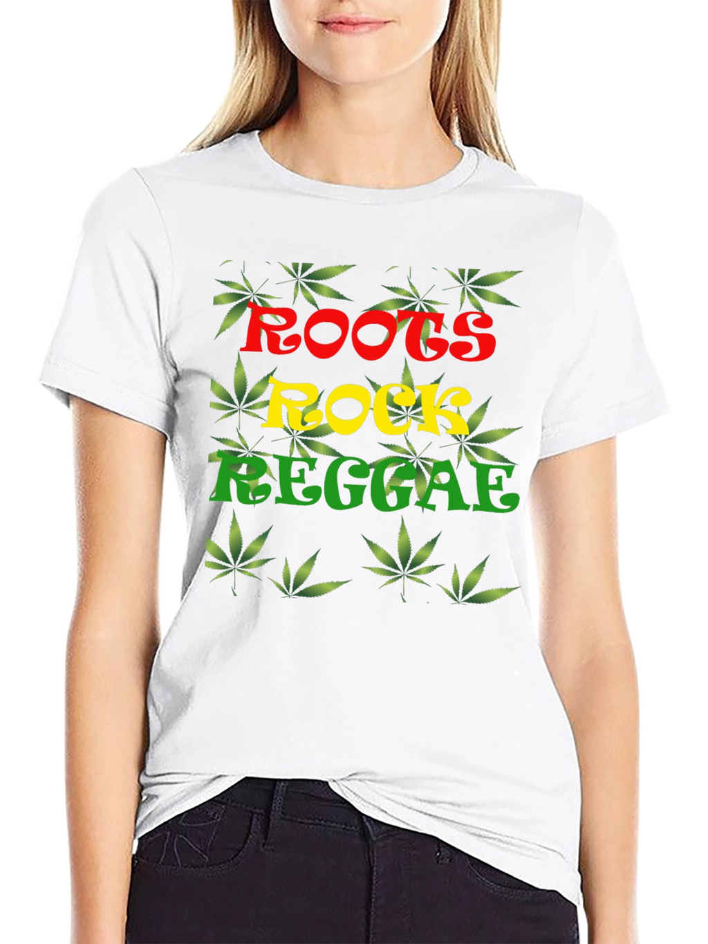 Roots Rock Reggae T-Shirt - Cannabis Leaf Design
