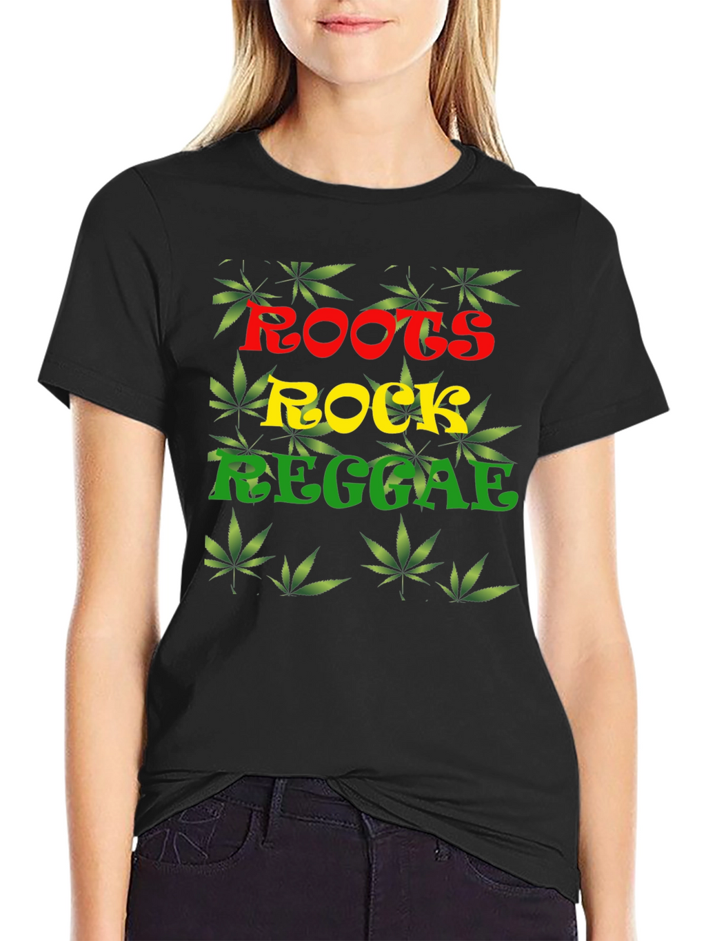 Roots Rock Reggae T-Shirt - Cannabis Leaf Design