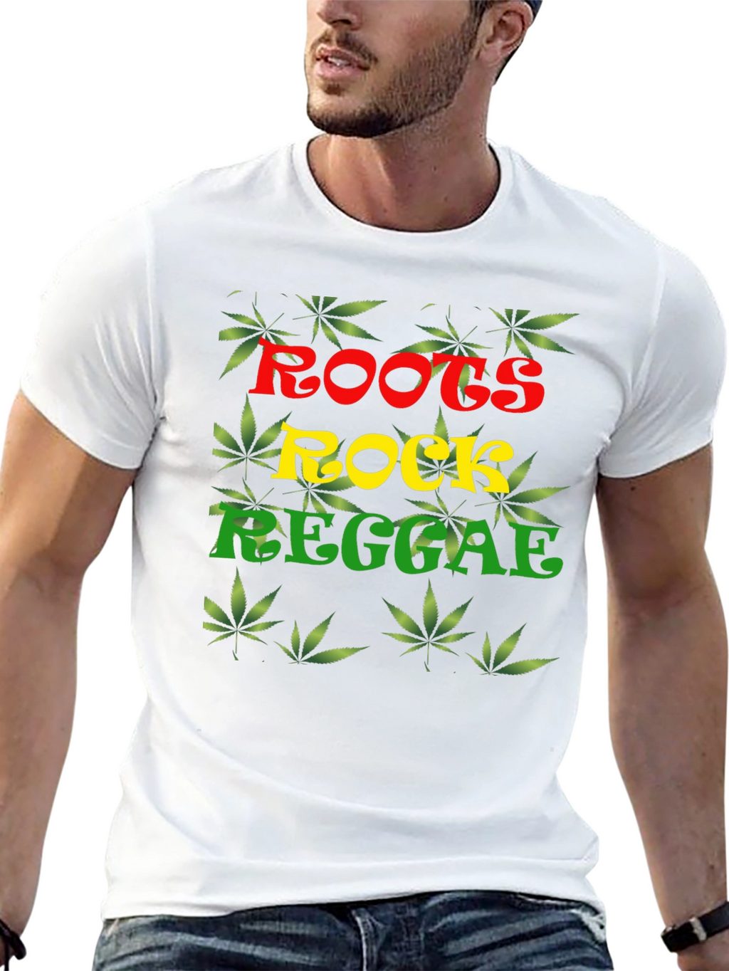 Roots Rock Reggae T-Shirt - Cannabis Leaf Design
