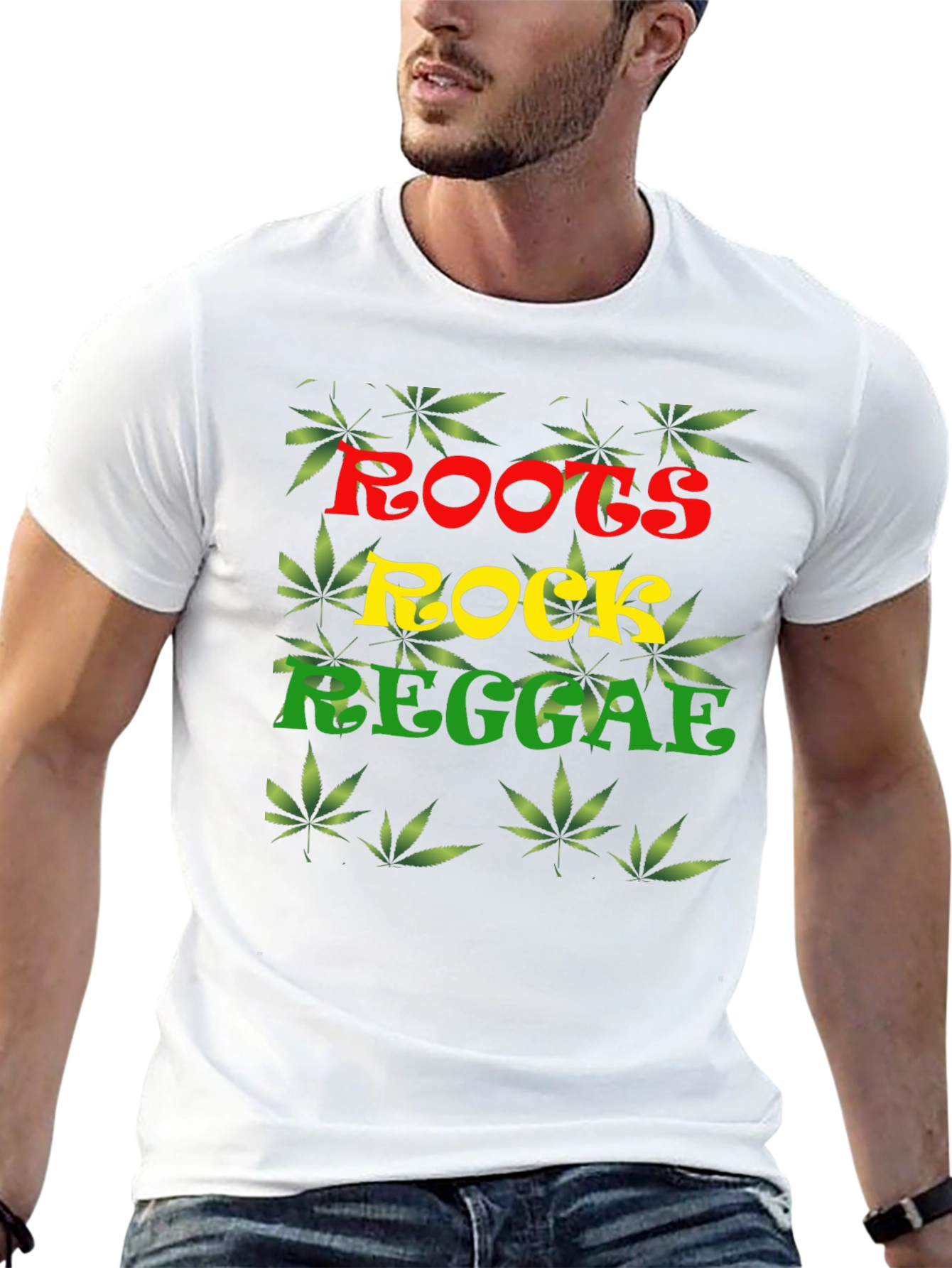 Roots Rock Reggae T-Shirt - Cannabis Leaf Design