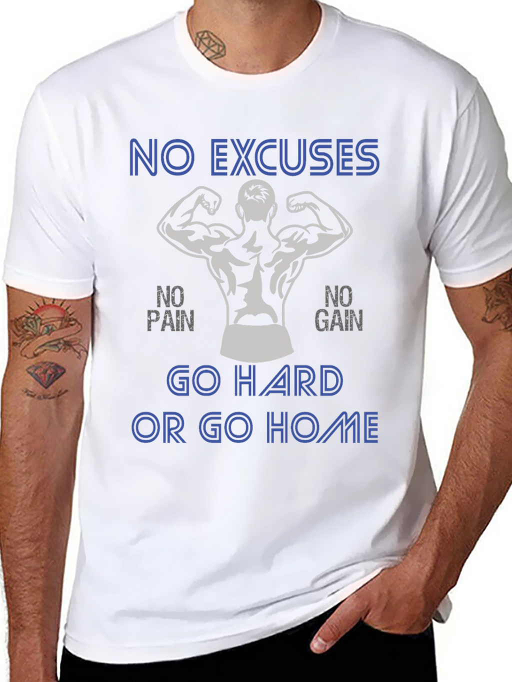 Motivational Workout Graphic Tee - No Excuses