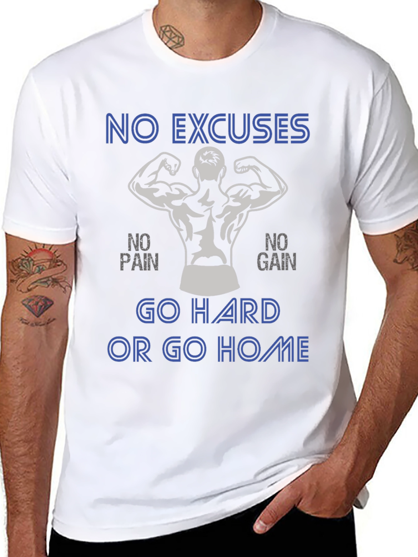 Motivational Workout Graphic Tee - No Excuses