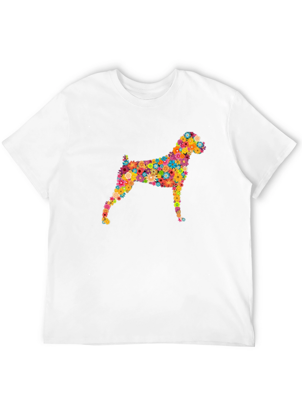 Floral Dog Print Black Tee