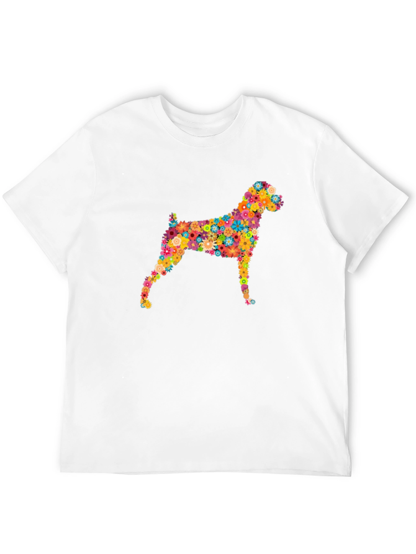 Floral Dog Print Black Tee