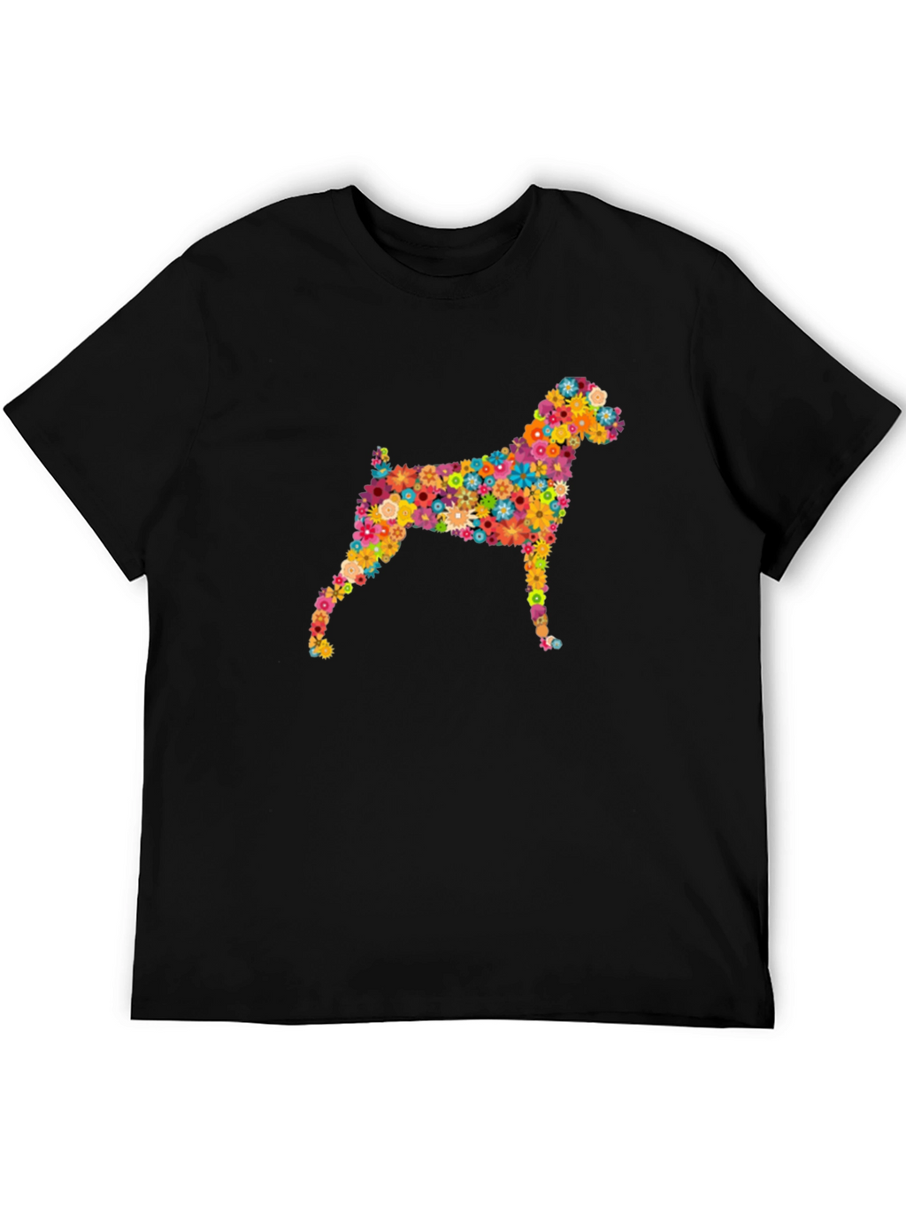 Floral Dog Print Black Tee