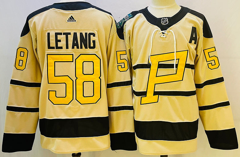 Men's Pittsburgh Penguins Kris Letang #58 Yellow Player Jerseys