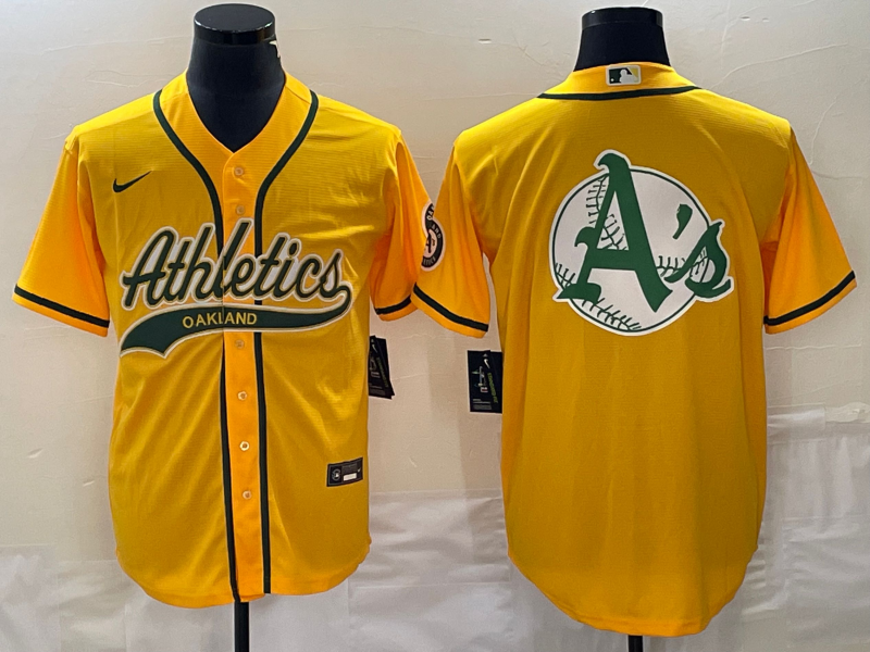 Men's Oakland Athletics Gold Replica Team Jerseys Joint Edition