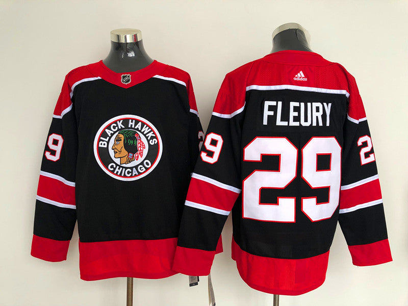 Men's Chicago Blackhawks Marc Andre Fleury #29 Black Breakaway Jerseys