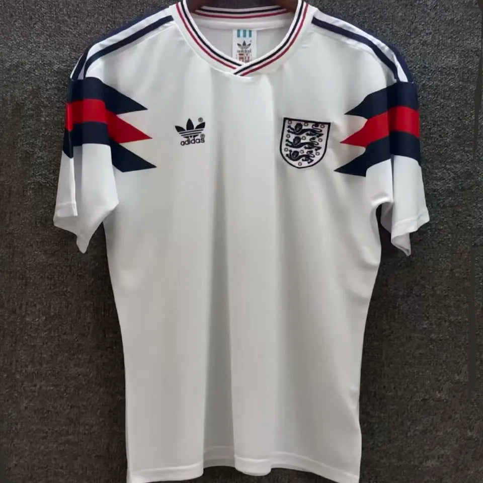 1990 England White Retro Soccer Jersey Front