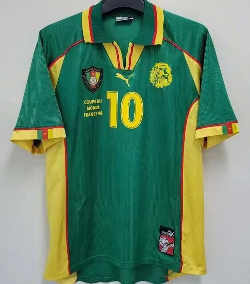 1998 Cameroun Home Green Retro Soccer Jersey Detail 1