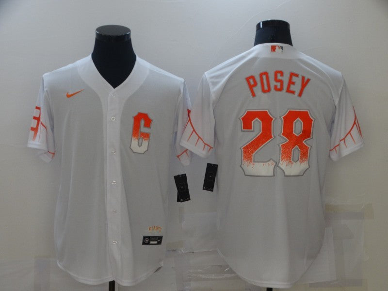 Men's San Francisco Giants Buster Posey #28 White Replica Player Jerseys City Edition