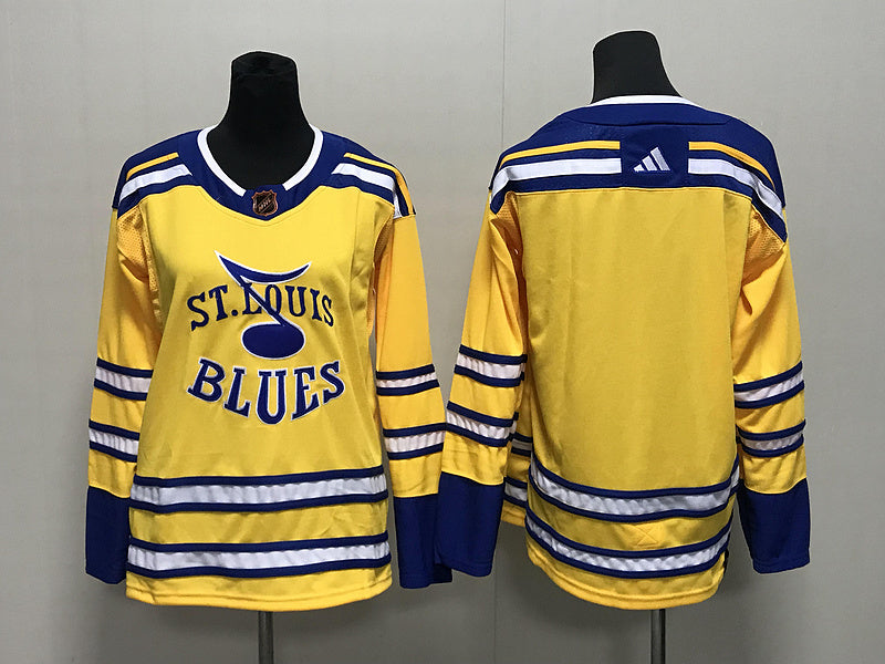 Men's St. Louis Blues Yellow Reverse Retro 2.0 Authentic Blank Jerseys