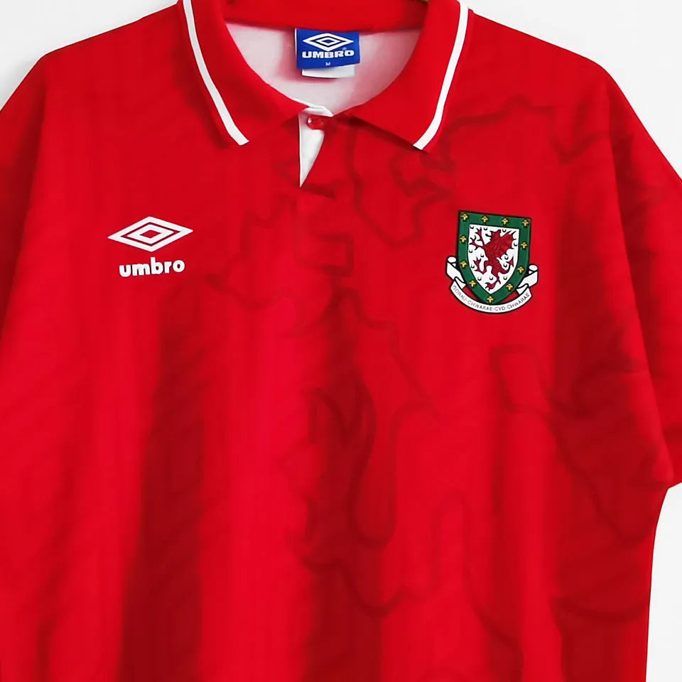 1992/94 Wales Home Red Retro Soccer Jersey Detail 1