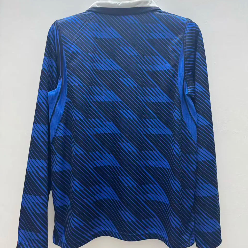2026/27 France Home Blue Fans Long Sleeve Soccer Jersey Back