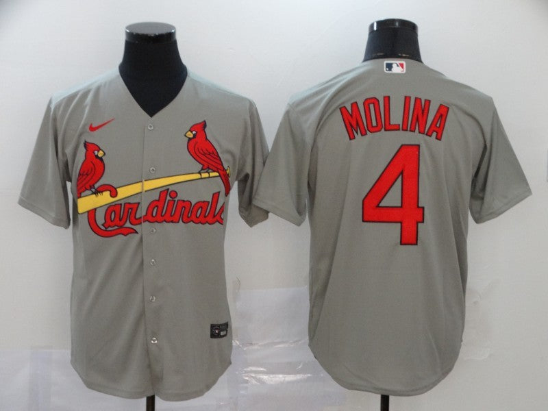 Men's St. Louis Cardinals Yadier Molina #4 Gray Replica Baseball Jerseys