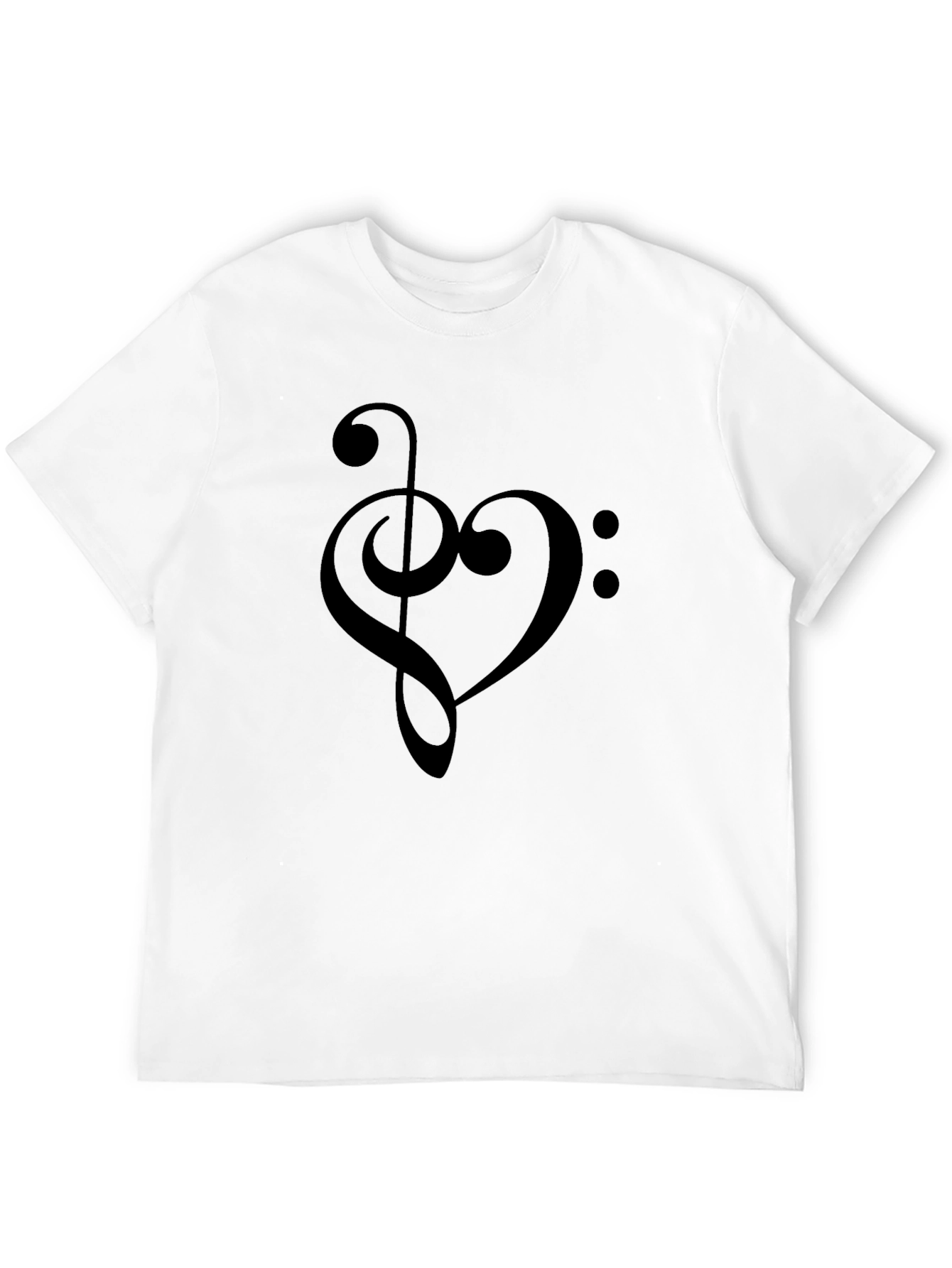 Music Heart Treble Clef Black T-Shirt
