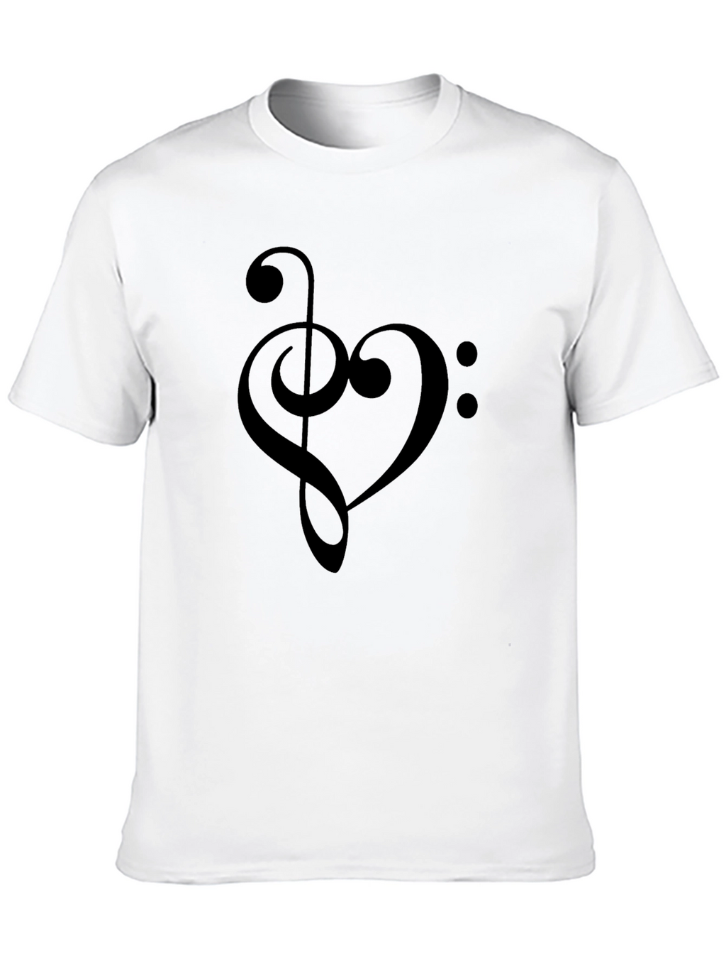 Music Heart Treble Clef Black T-Shirt