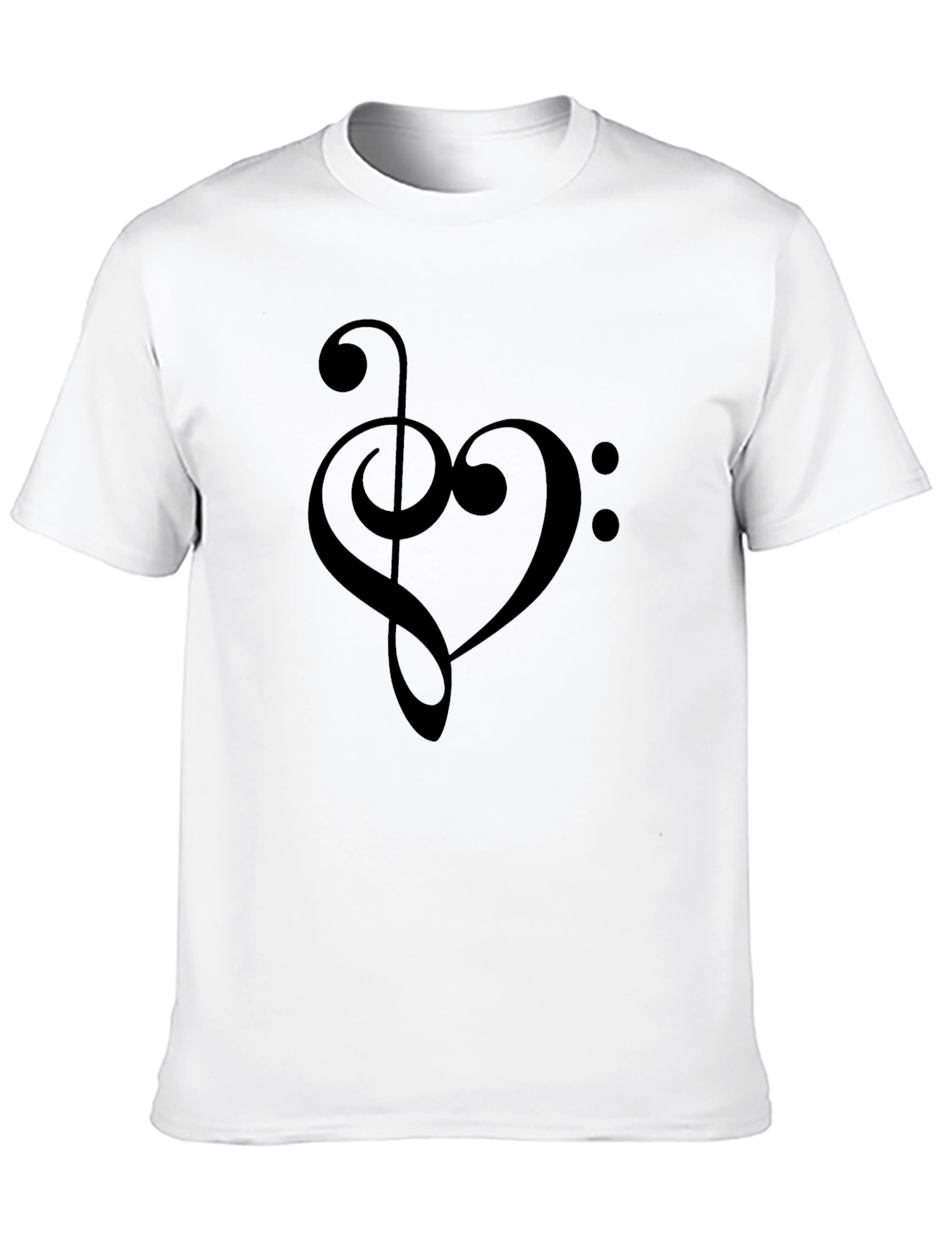Music Heart Treble Clef Black T-Shirt