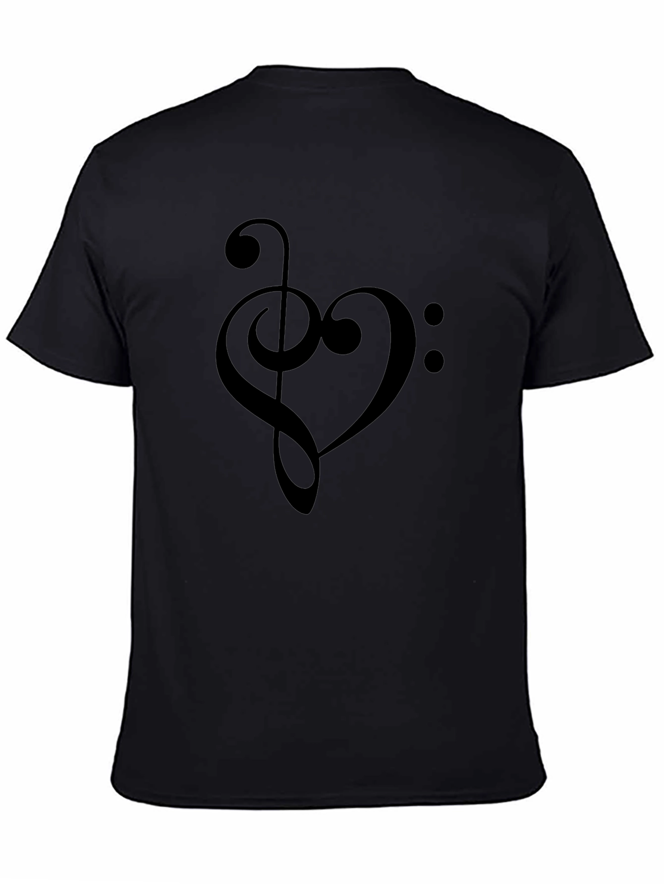Music Heart Treble Clef Black T-Shirt