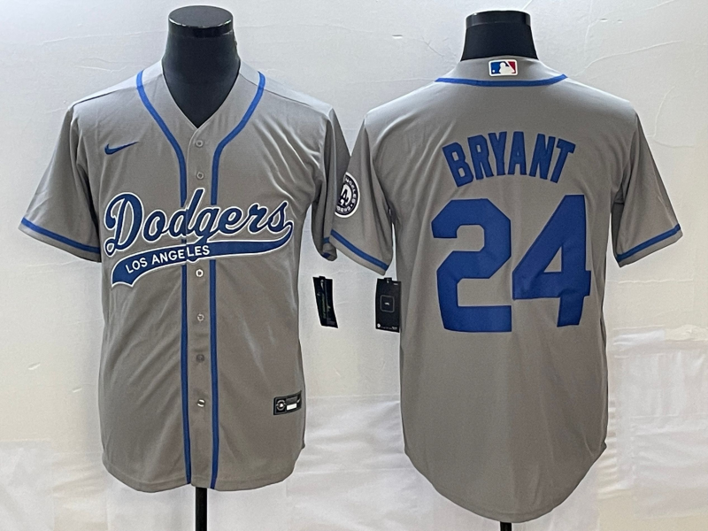 Men's Los Angeles Dodgers Kobe Bryant #24 Gray Player Jerseys Joint Edition