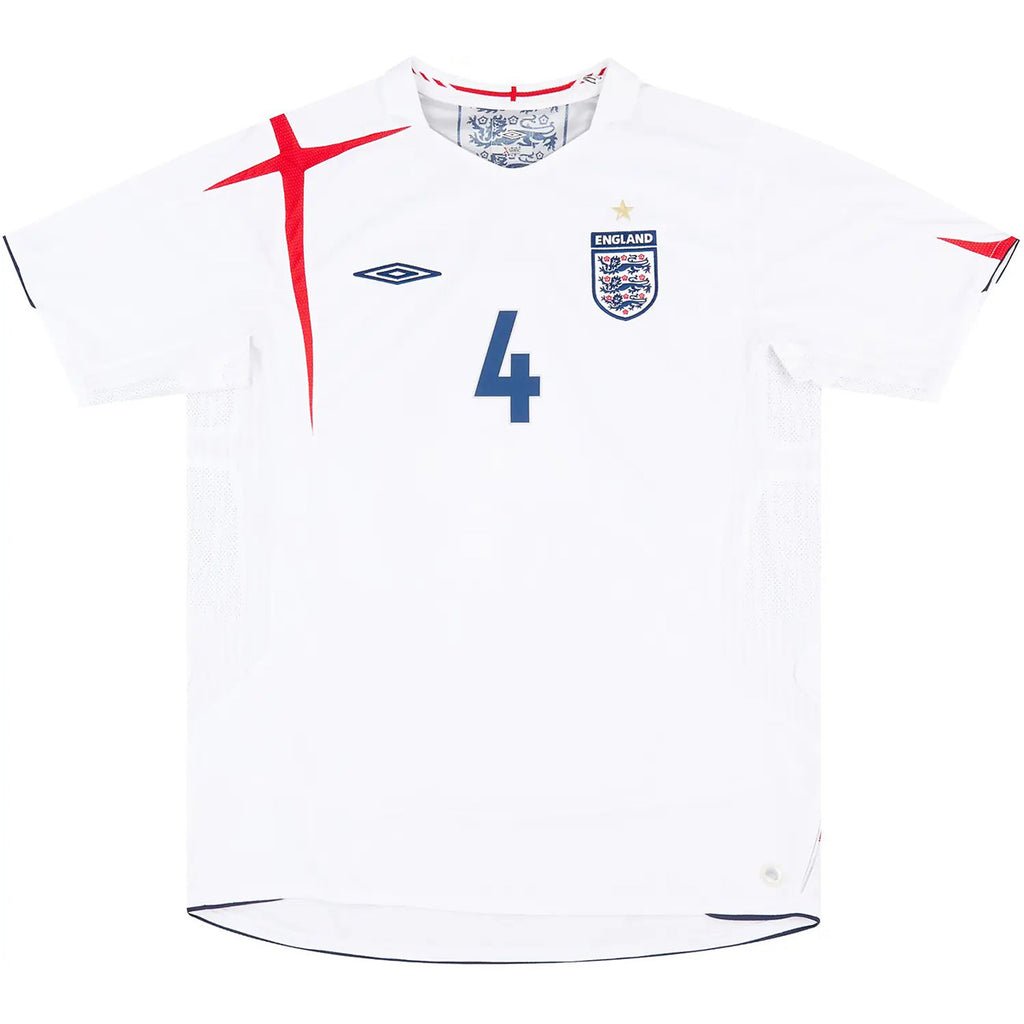 Gerrard #4 Retro England Home Jersey World Cup 2006 Back