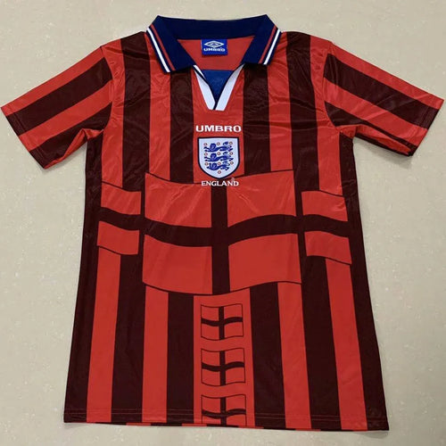 1998 England Away Red Retro Soccer Jersey Back