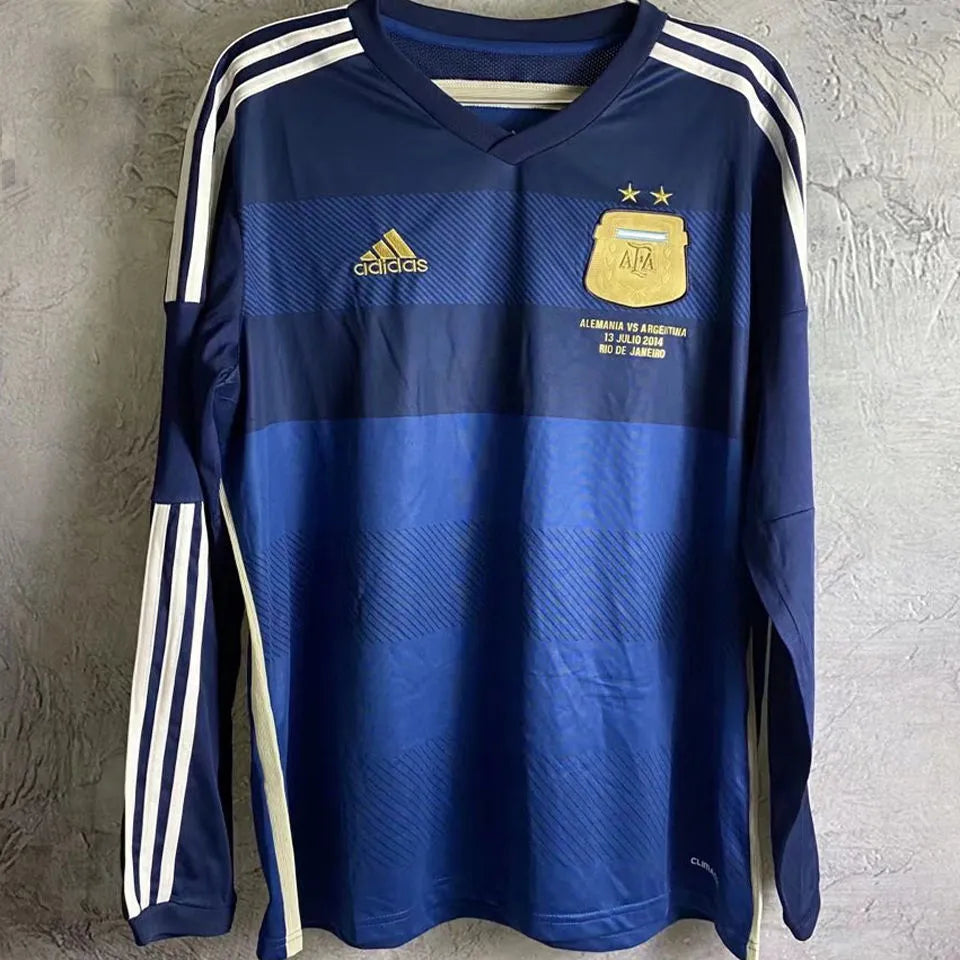 2014 Argentina Away Retro Long Sleeve Soccer Jersey Front