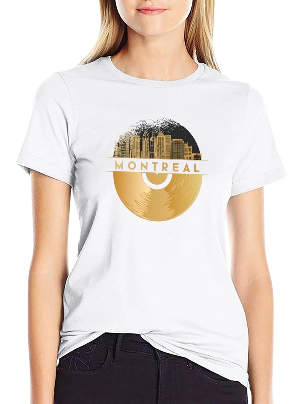 Montreal Skyline Record Black T-Shirt