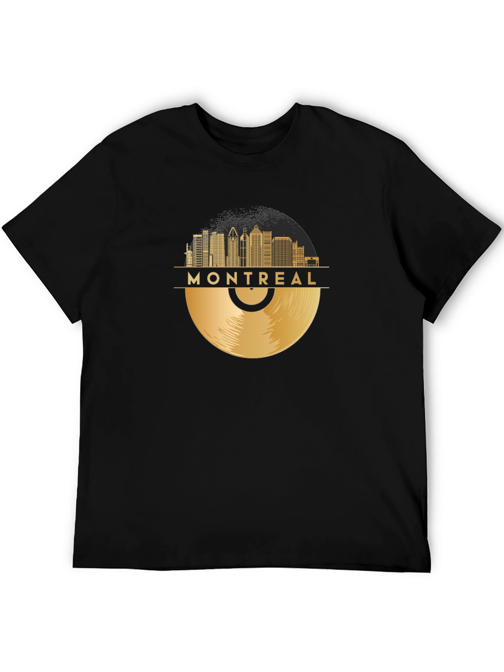 Montreal Skyline Record Black T-Shirt