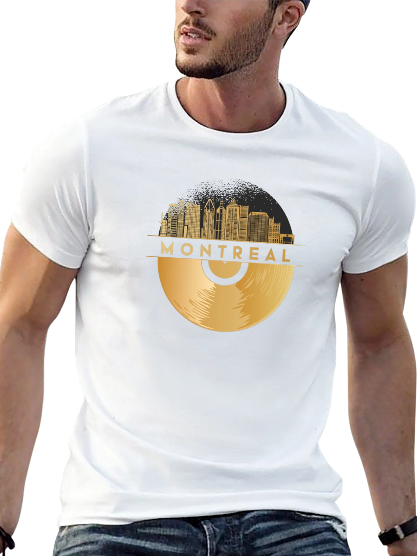 Montreal Skyline Record Black T-Shirt