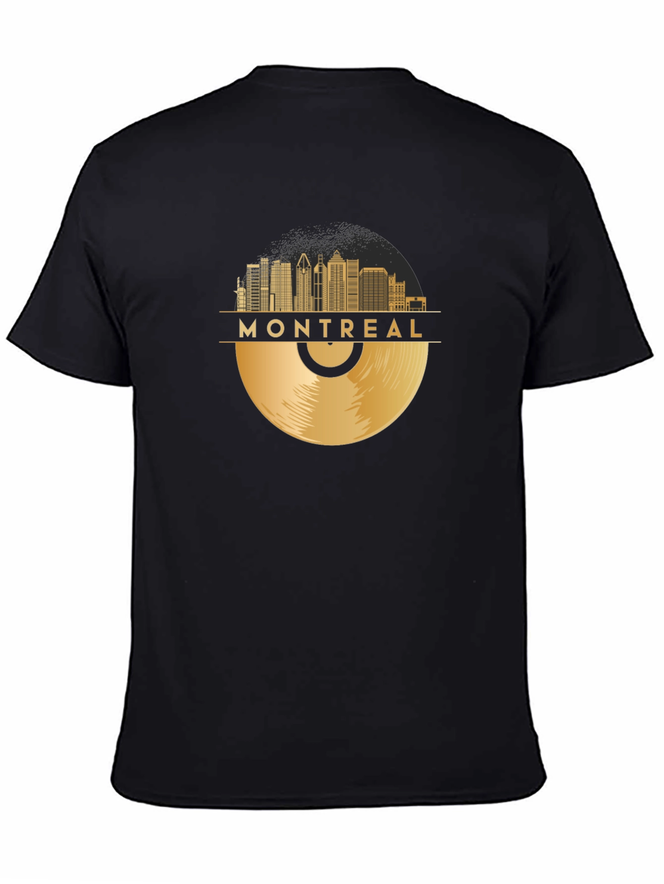 Montreal Skyline Record Black T-Shirt