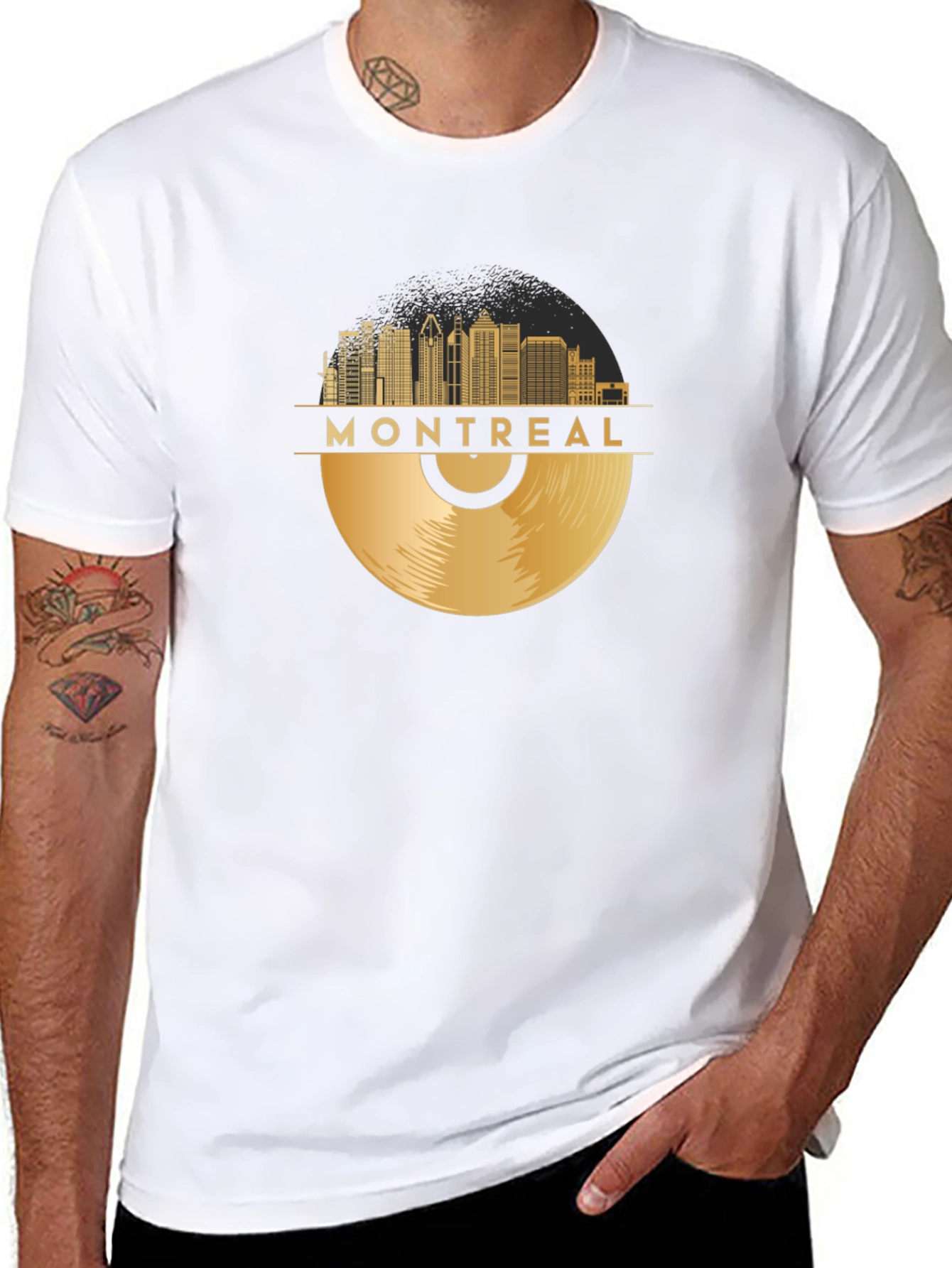 Montreal Skyline Record Black T-Shirt