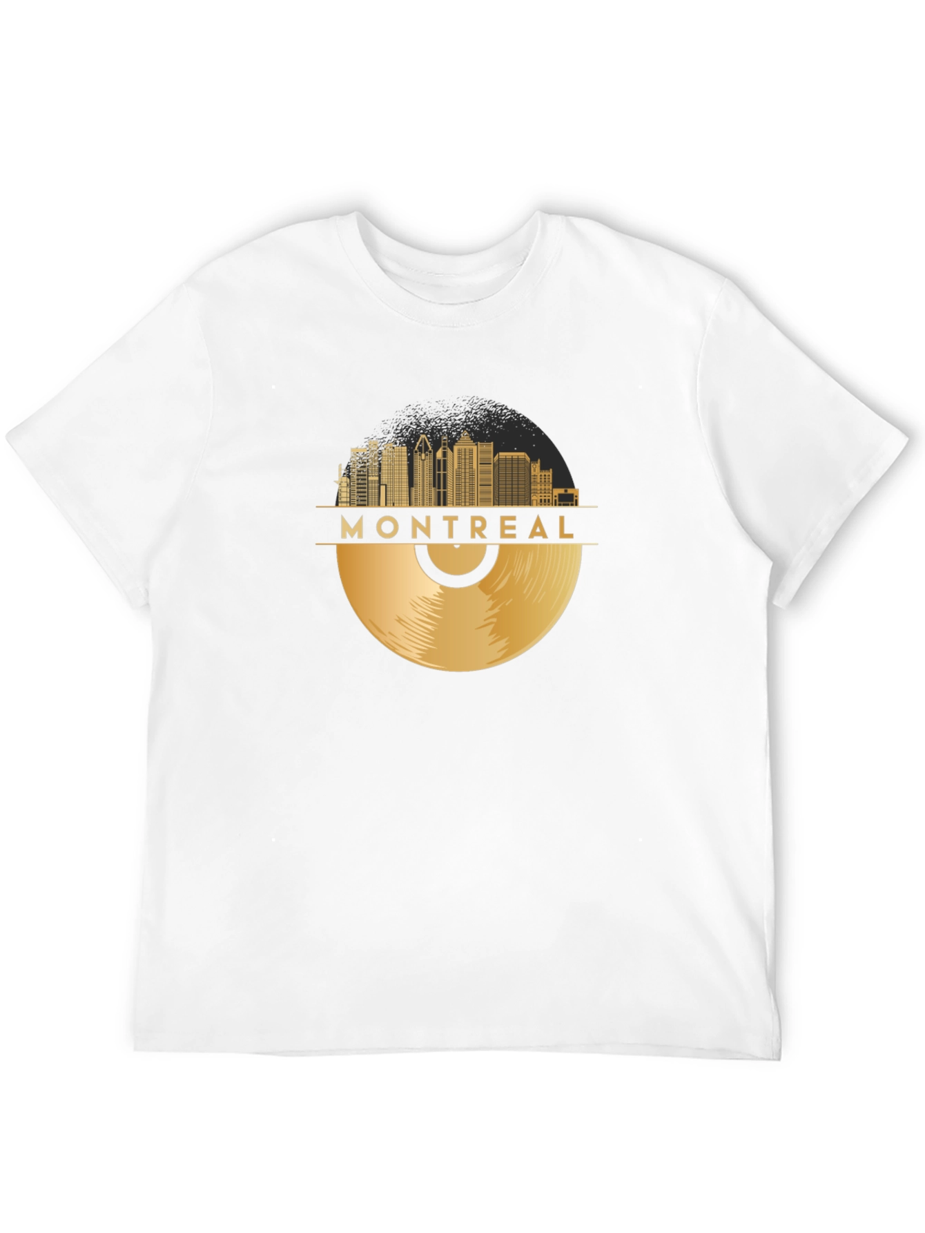 Montreal Skyline Record Black T-Shirt