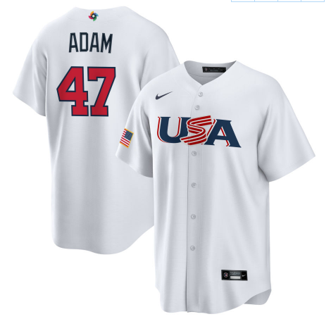 Men's 2023 World Baseball Classic #47 Jason Adam USA White Jerseys