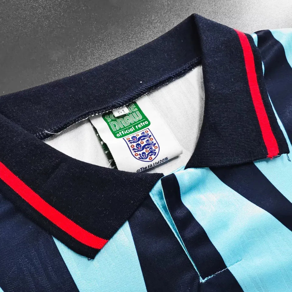 1992 England Third Blue Retro Soccer Jersey Detail 1