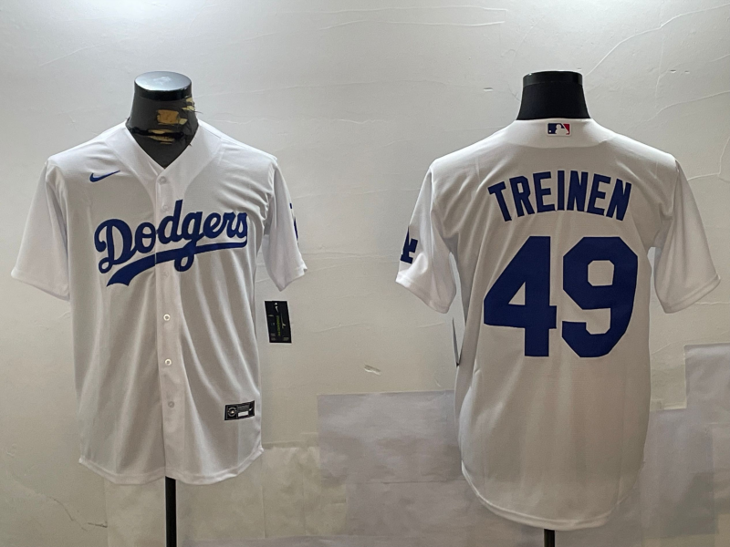 Men's Los Angeles Dodgers Blake Treinen #49 White Home Replica Player Jerseys