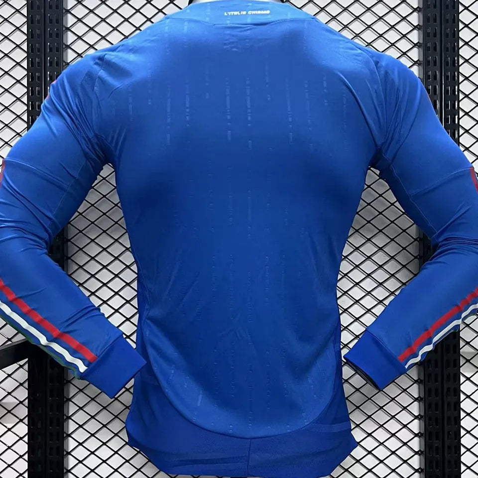 2024 Italy Home Blue Player Version Long Sleeve Jersey Back