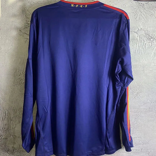 2010 Spain Away Royal Blue Retro Long Sleeve Jersey Back
