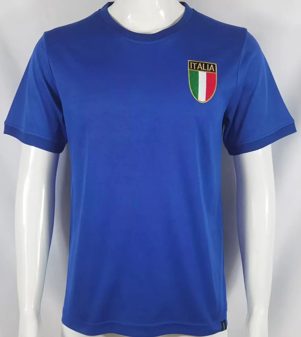 1970 Italy Home Blue Retro Soccer Jersey Front