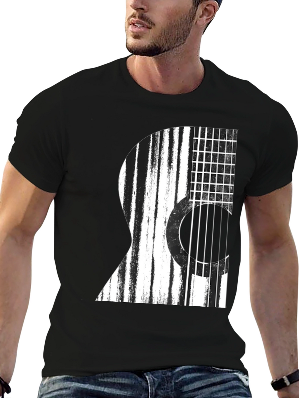 Guitar Graphic Black T-Shirt